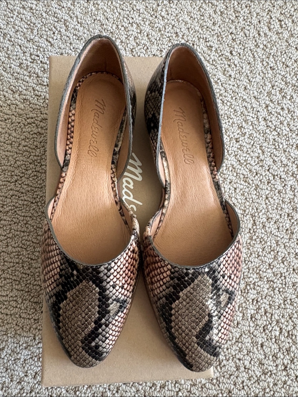 *NEW* Madewell Snake Embossed Leather Flats Size 6 1/2